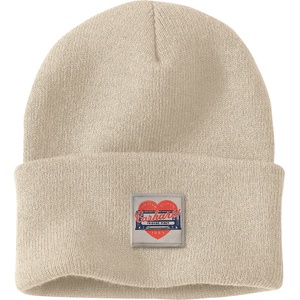 Carhartt Дамска зимна шапка (beanie) Carhartt Women's Knit Heart Patch Beanie - Oat Milk - размер One Size (904-6253-0211)