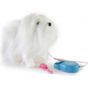 Mac Toys Maltézský psík chodící na kabel na vodítku štěká na baterie Zvuk