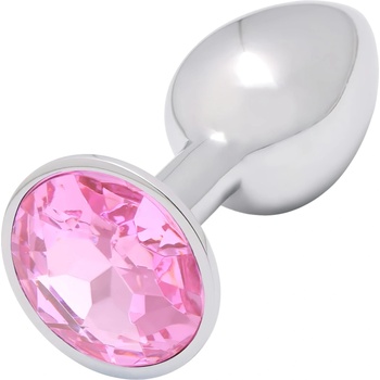 Sunfo Сънфо - метален анален плъг с розов камък (сребрист цвят)