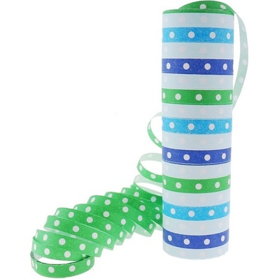 Serpentíny bodky a pruhy modro zelené 4m P106