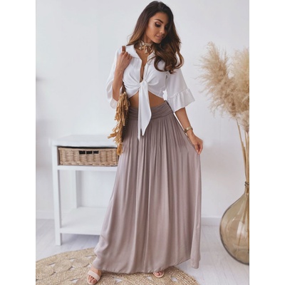 Fashionweek dlouhá maxi letní sukně ze vzdušného materiálu MF266 capuccino