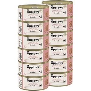 Applaws Консерва за котки с риба тон и сьомга в бульон 12 x 70 г