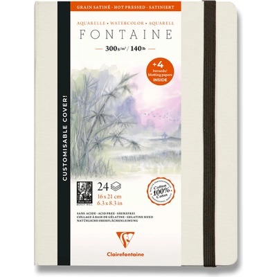 Clairefontaine Akvarelový album Fontaine Hot Pressed 21 x 16 cm 24 listov 300 g