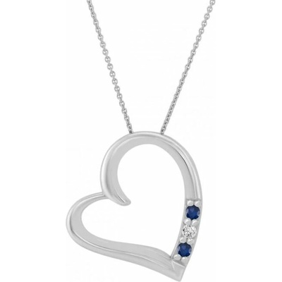 Eppi Stříbrný přívěsek srdce se safíry a diamantem Tanish P44257