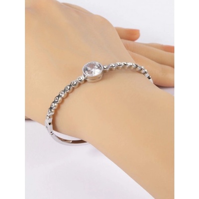 Prosperk náramek ocelový s kulatým zirkonem S5053