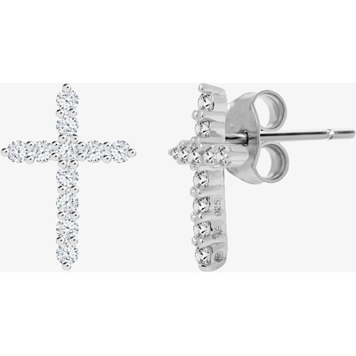 Preciosa dizajnové strieborné náušnice Tender Cross s kubickou zirkóniou 5333 00