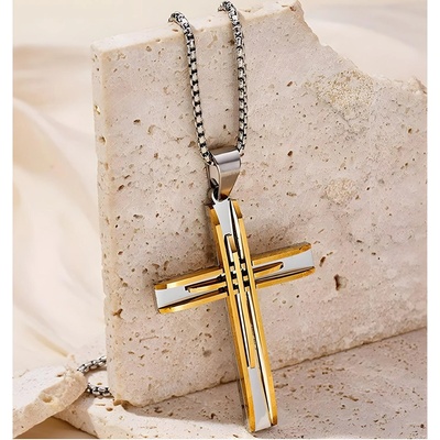 HARAHU Колие SA-34103 Cross - Златен / Сребърен KP34103 (SA-34103)