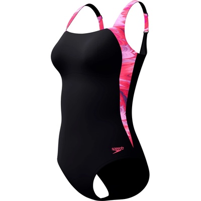 Speedo Дамски бански костюм Speedo Women's Shaping LunaLustre Printed 1 Piece Swimsuit - Anthracite / Ruby - размер 40 (EU) (150-4567-0313)