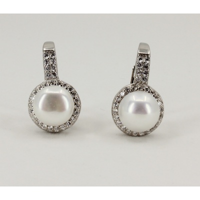 Mýl stříbrné visací náušnice perly 310242002