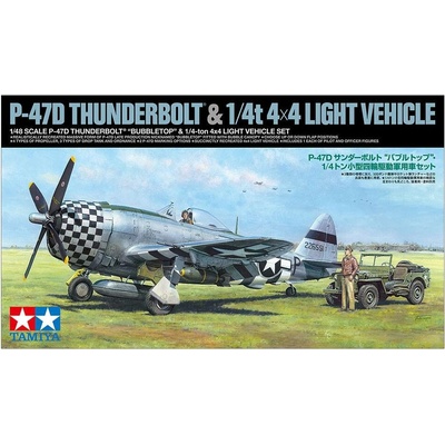 Tamiya P 47D Thunderbolt Bubbletop & Ton 4x4 Light Vehicle Set1:4 1:48