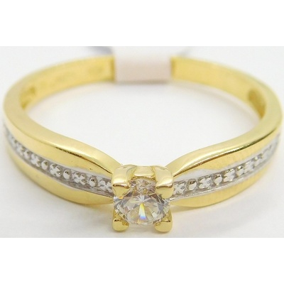 Klenoty Budín Dámský zásnubní zlatý prsten se zirkony HK1103