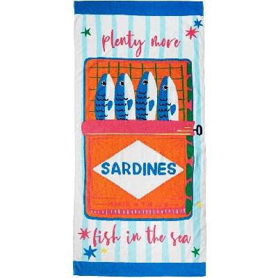Catherine Lansfield bavlnená plážová osuška 76 x 160 cm sardines