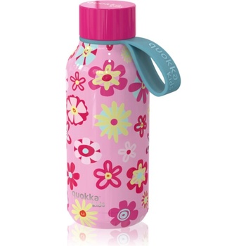 Quokka Solid Kids термобутилка със закачалка Flowers 330ml