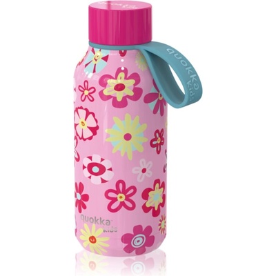 Quokka Solid Kids термобутилка със закачалка Flowers 330ml