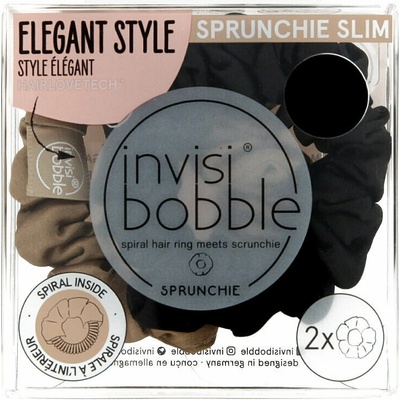INVISIBOBBLE SPRUNCHIE SLIM True Golden 2ks - Látkové gumičky do vlasů - černá + zlatá