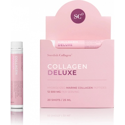 Swedish Collagen Deluxe 12500mg rybí s kyselinou hyalurónovou a vitamínmi shots 20 x 25 ml