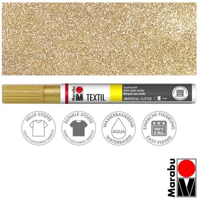 Marabu popisovač na textil zlatý glitrový 3 mm