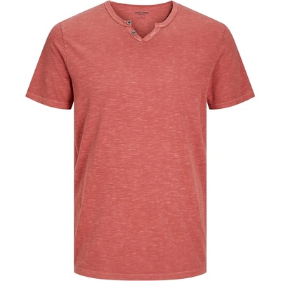 Jack and Jones Тениска Jack and Jones Men's Regular Fit Split Neck T-Shirt - Red Ochre