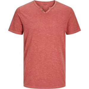 Jack and Jones Тениска Jack and Jones Men's Regular Fit Split Neck T-Shirt - Red Ochre