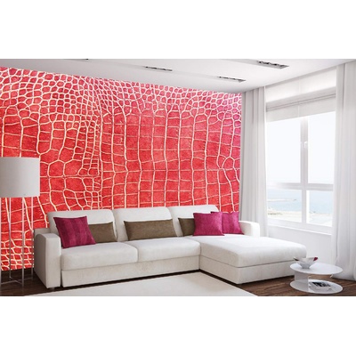 DIMEX ART Самозалепваща се флизелинова фототапета текстура на червена крокодилска кожа 375 x 250 см