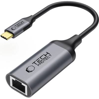 Tech-Protect UltraBoost адаптер Type-C към Ethernet RJ45 1000Mbps черен (5906302321834)