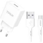 YOOUP 12W NC76-A мрежово зарядно устройство и USB-C кабел NB36-P9-1M (NC76-A + NB36-P9-1M) (NC76-A + NB36-P9-1M)