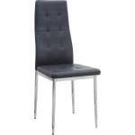 TopMebel Трапезен стол Rosa TopMebel от PU кожа в черен цвят с хромирани метални крака 41x48x98cm