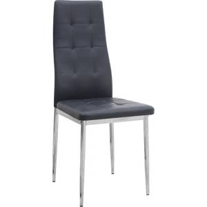 TopMebel Трапезен стол Rosa TopMebel от PU кожа в черен цвят с хромирани метални крака 41x48x98cm
