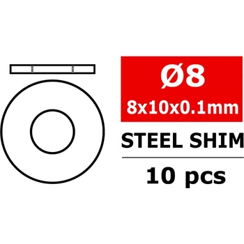 Team corally Шайби за шимване Team Corally Steel Metric Shim 8x10x0, 1mm 10 pcs C-3301-08-10-01 (C-3301-08-10-01)