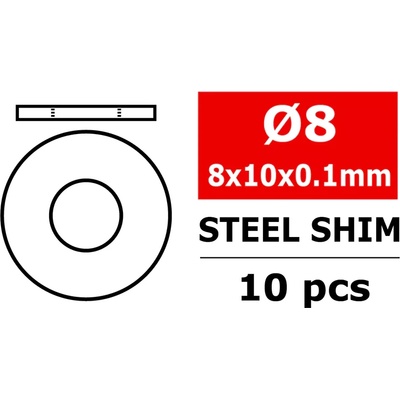 Team corally Шайби за шимване Team Corally Steel Metric Shim 8x10x0, 1mm 10 pcs C-3301-08-10-01 (C-3301-08-10-01)
