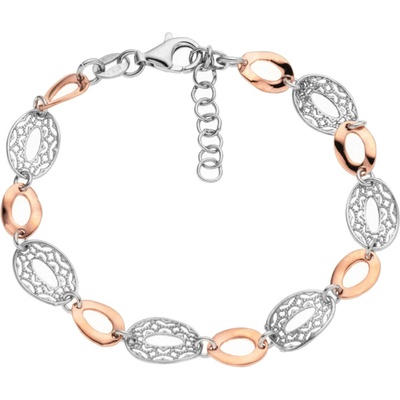 Bealio 04223 stříbrný náramek FILIGRÁN ovál ROSE 8 mm 17+3 cm 03-04223-1669