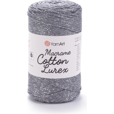 Yarn Art Macrame Cotton Lurex 737 šedá se stříbrnou nitkou