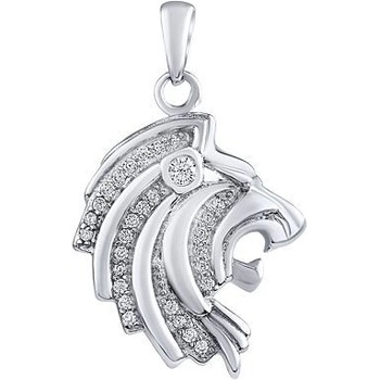 SILVEGO Prívesok hlava leva zo striebra s micro zirkónia JJJP0100