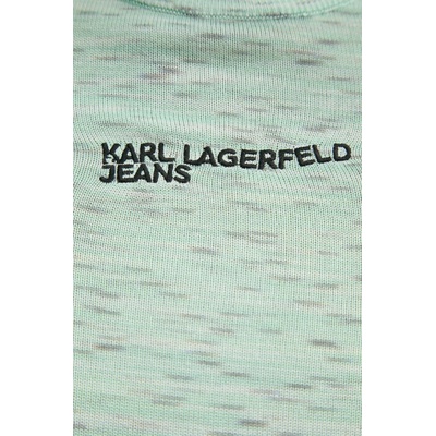 Karl Lagerfeld Jeans Пуловер Karl Lagerfeld Jeans дамски в зелено от лека материя с ниско поло A1W18025 (A1W18025)