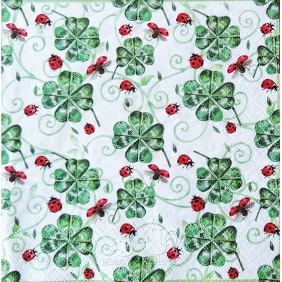 Ubrousek na decoupage vzor 2201 berušky čtyřlístky – Sleviste.cz
