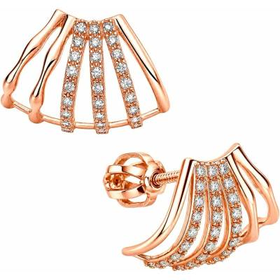 Zlaton Náušnice růžové zlato s kamenem osazené zirkony pecky 1cm 2.25g N23122502057