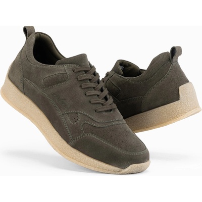 Ombre Lightweight suede men's sports style sneakers olive šedá
