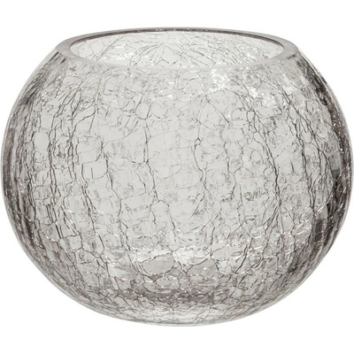 Skleněný kulatý svícen s popraskáním M - 15*15*11,5 cm - J-Line by Jolipa