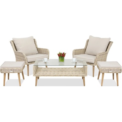 Garden Point Градински мебели Bilbao Terrace + 2 пуфа Garden Point пясъчен (GAP0560-TERPU)