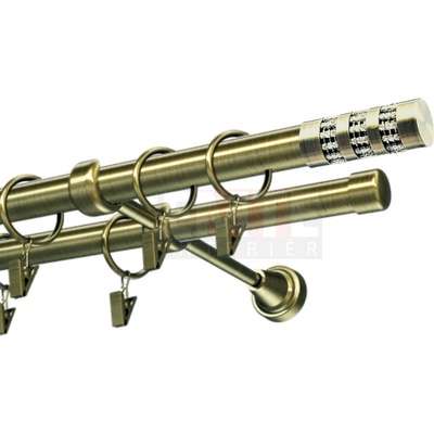 Karpol Kovová garniža 25 mm Cylinder kryštál antik dvojitá 150-600 cm