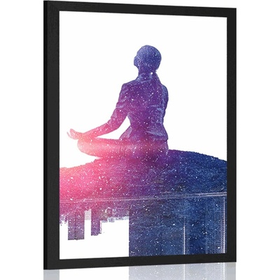 Plakát meditace ženy - 20x30 black