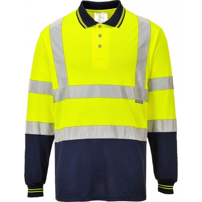 Portwest HI-VIS S279 Funkčná reflexná polokošeľa dl. rukáv HV žltá/námorná modrá XXL