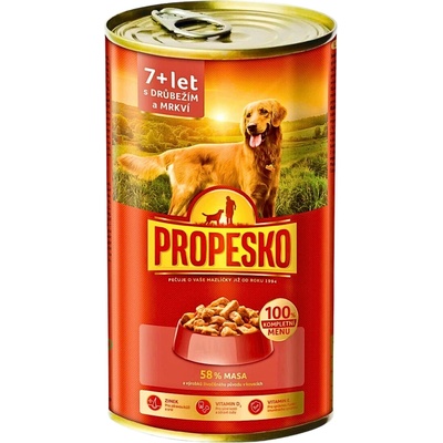 Propesko Senior drůbeží a mrkev v omáčce kousky 1240 g