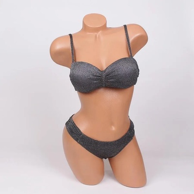 Стилен бански в черно със сребрист ефект - чашка a