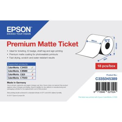 EPSON Premium Matte Ticket - ROLL: 80mm x 50m - C33S045389