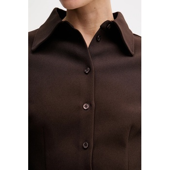 Rotate Риза Rotate дамска в кафяво със стандартна кройка с класическа яка 1149342910 (1149342910)