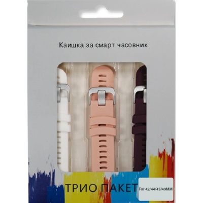 Каишки OEM - Silicone, Smart Watch 20 mm, 3 броя, розова/лилава/бяла (2000000003771)