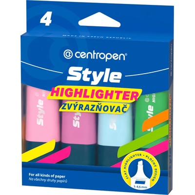 Centropen Highlighter Style 6252 Soft sada 4 pastelových barev