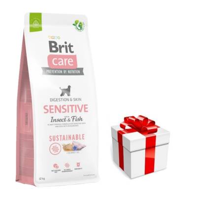 Brit care Устойчива храна за чувствителни котки с насекоми и риба 12кг + безплатна изненада за кучето