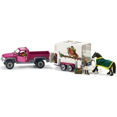 Schleich Pick-up s koňským přívěsem